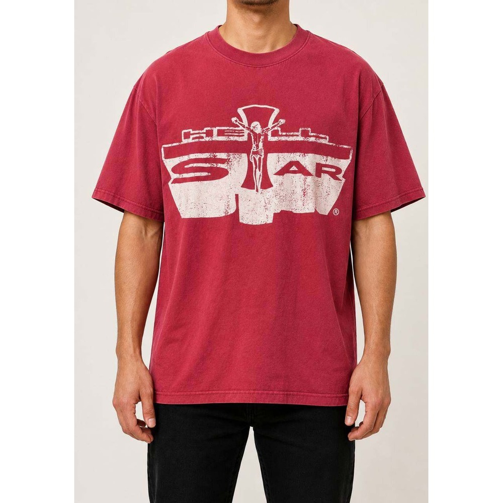 Hellstar Path To Paradise T-Shirt Red Graphic Streetwear Size M/L New